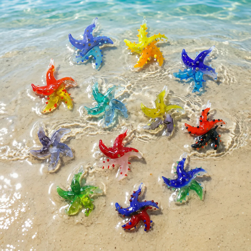 Aquarium Marine Fishes - Mini Glass Starfish Pendant Colorful Cute
