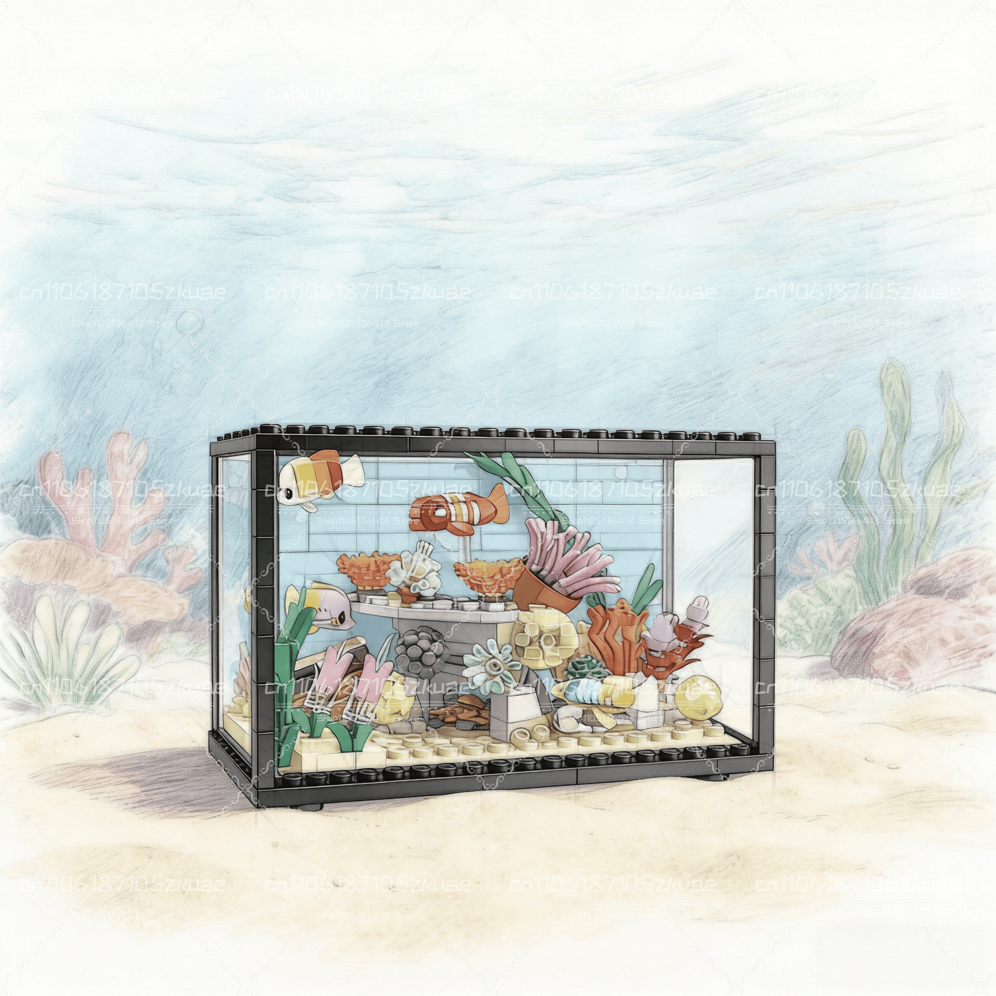 Idea Fish Tank Building Block  - Aquarium Marine Fishes ulasan dan harga