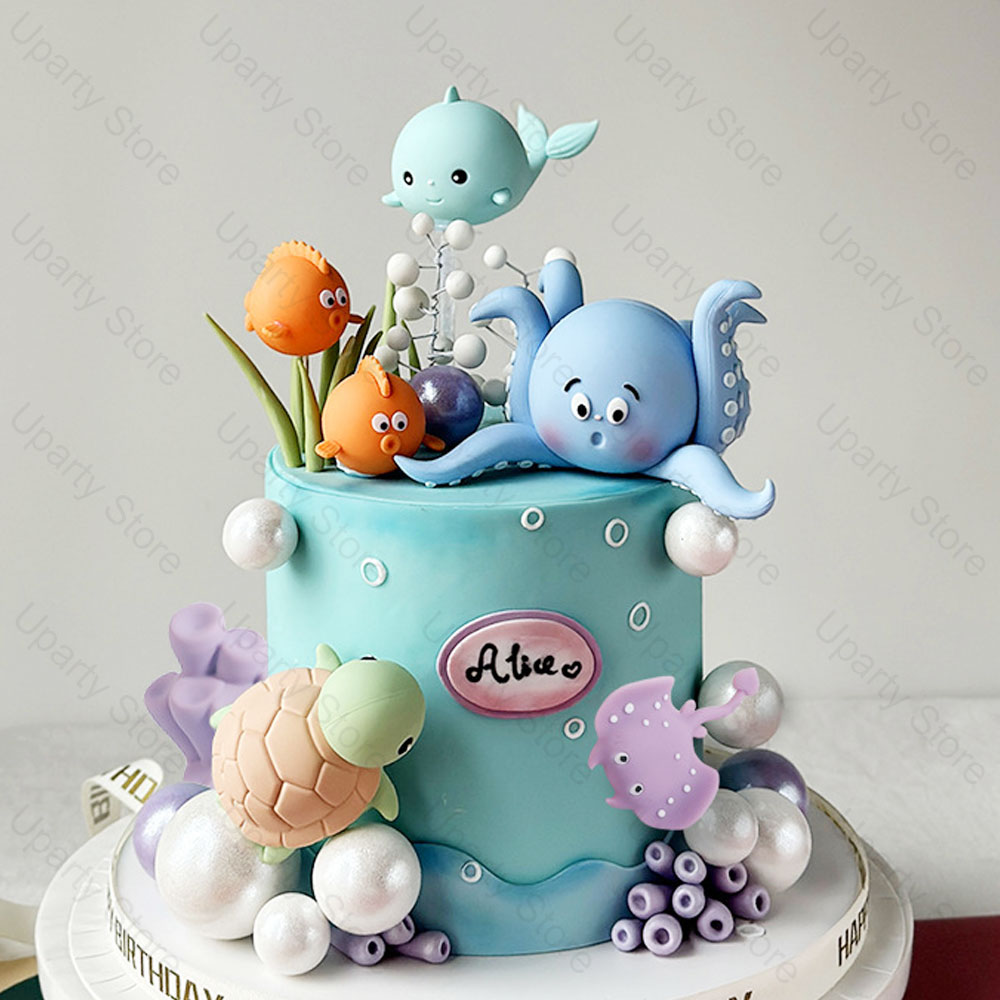 22Pcs Sea Animals Cake Toppers - Marine Aquarium Decorations ulasan dan harga