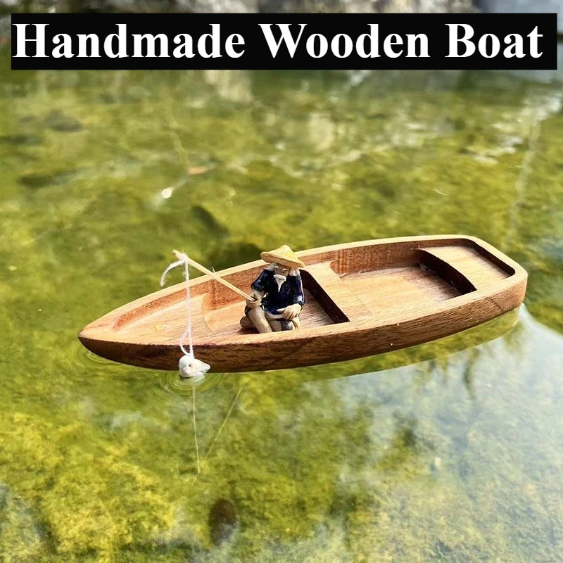Handmade Wooden Boat Mini Floa - Aquarium Innovative Marine ulasan dan harga