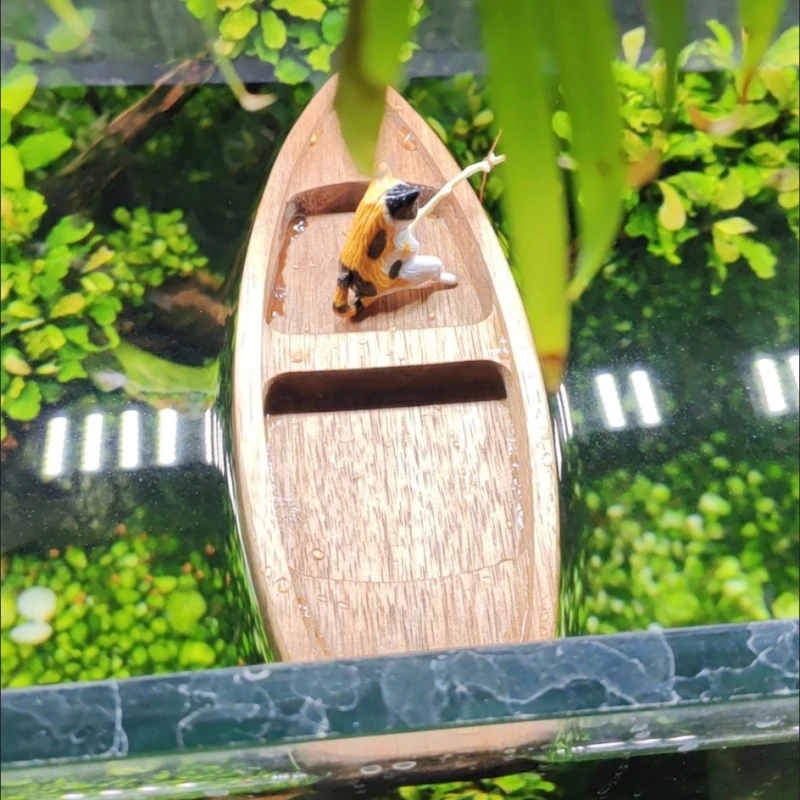 Handmade Wooden Boat Mini Floa - Aquarium Innovative Marine ulasan dan harga