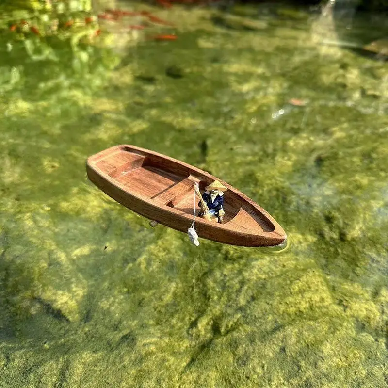 Handmade Wooden Boat Mini Floa - Aquarium Innovative Marine ulasan dan harga