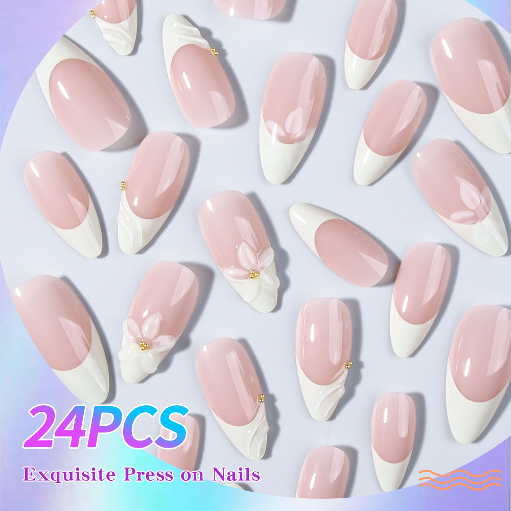 24pcs Almond 3d gel nails Whal - Marine Aquarium Decorations ulasan dan harga