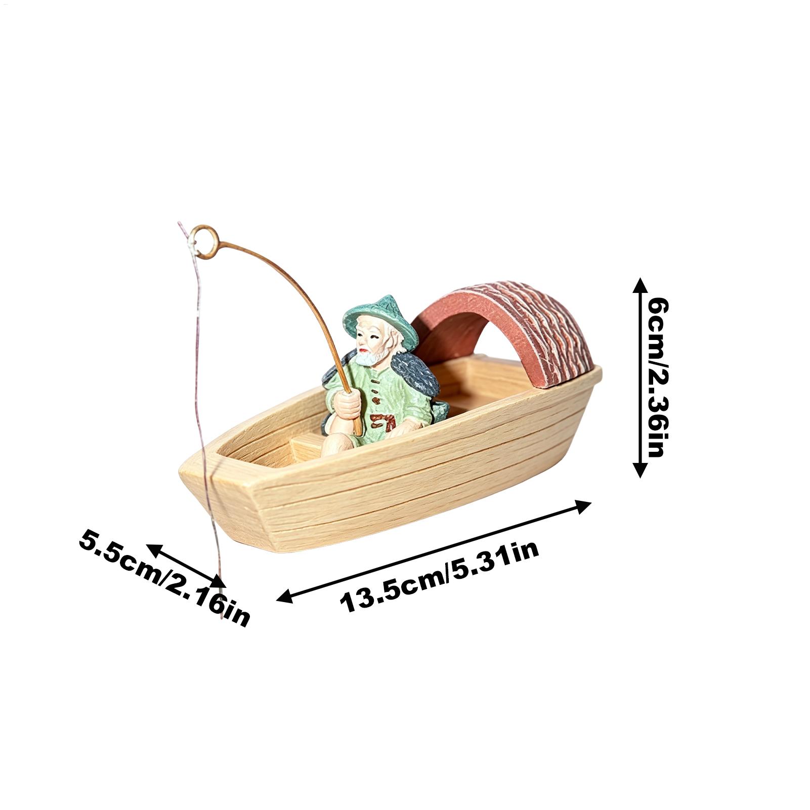 Resin Floating Fisherman Boat  - Marine Aquarium Decorations ulasan dan harga