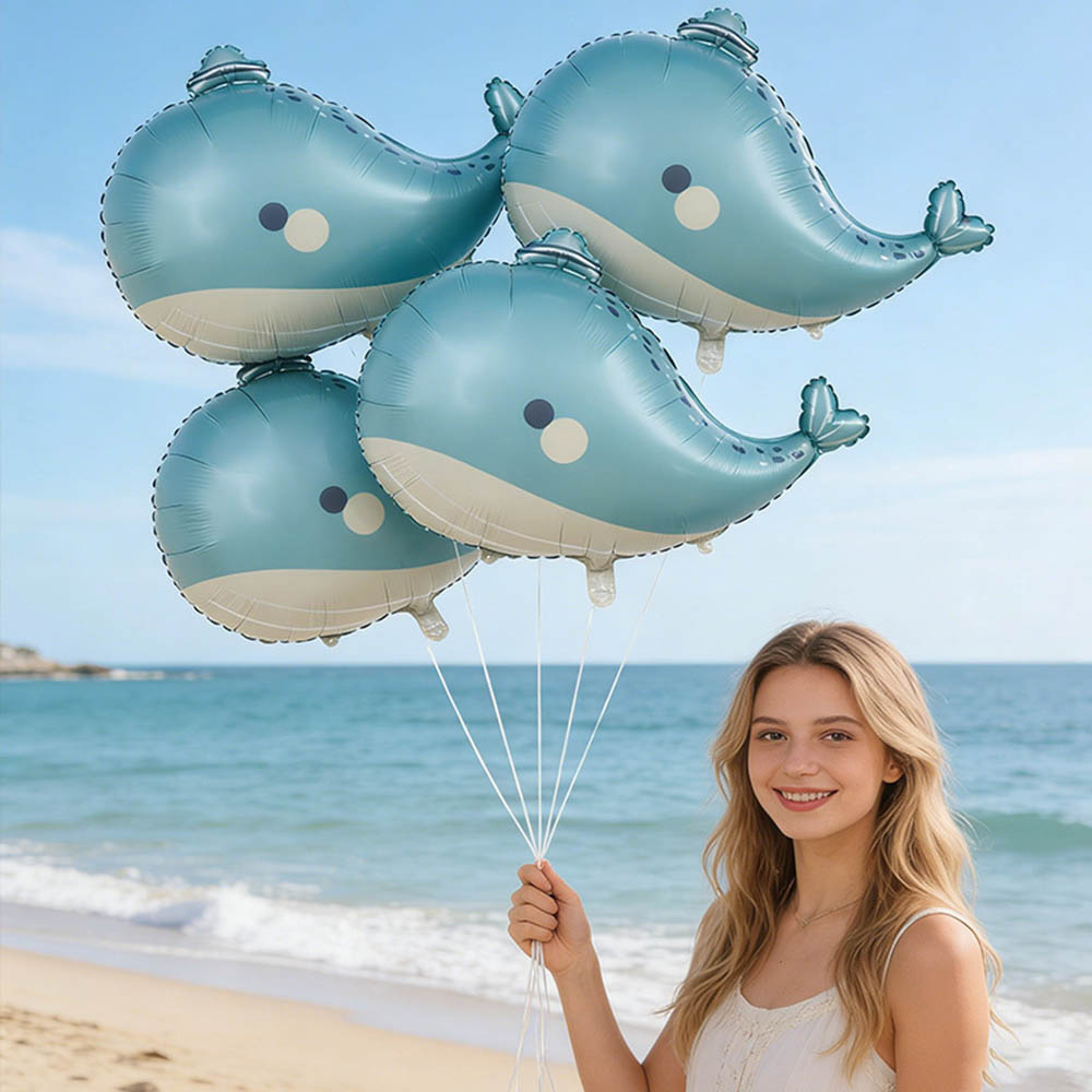 5pcs Cartoon Whale Foil Balloo - Marine Aquarium Decorations ulasan dan harga