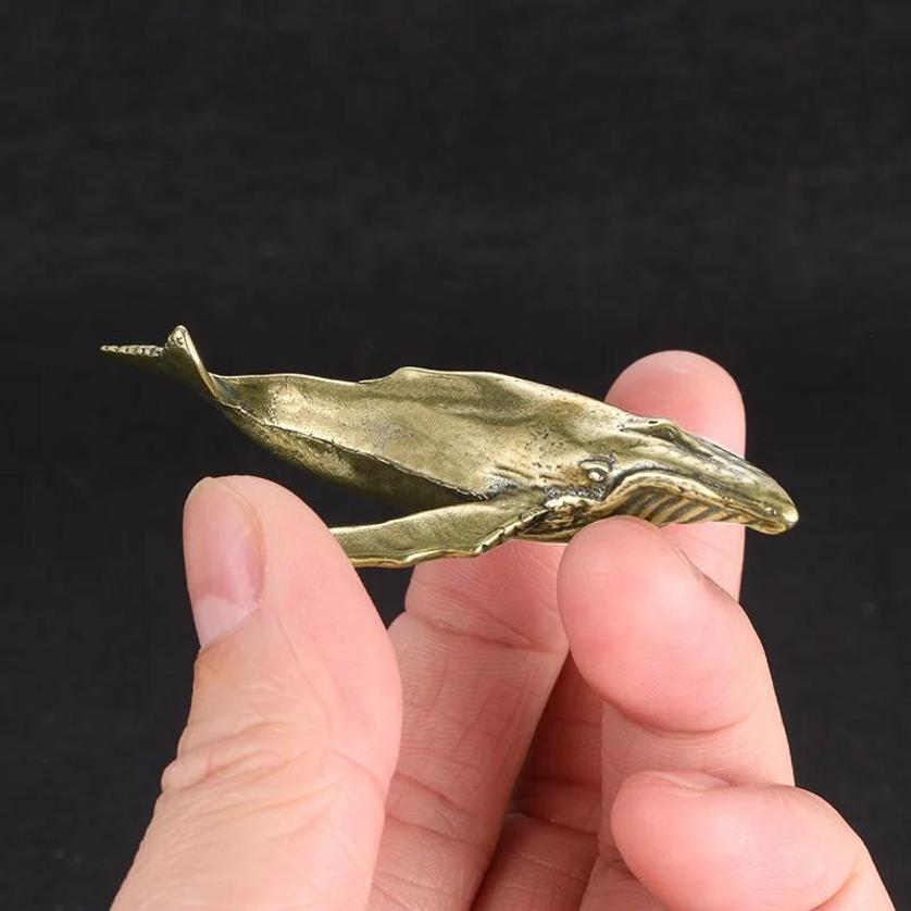 New Solid Brass Whale Figurine - Marine Aquarium Decorations ulasan dan harga
