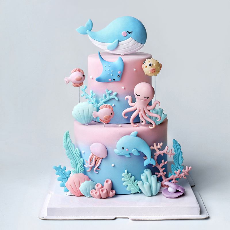Ocean Octopus Whale Cake Decor - Marine Aquarium Decorations ulasan dan harga