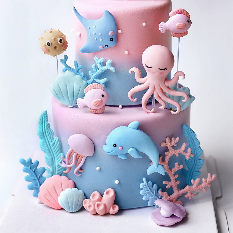 Ocean Octopus Whale Cake Decor - Marine Aquarium Decorations ulasan dan harga