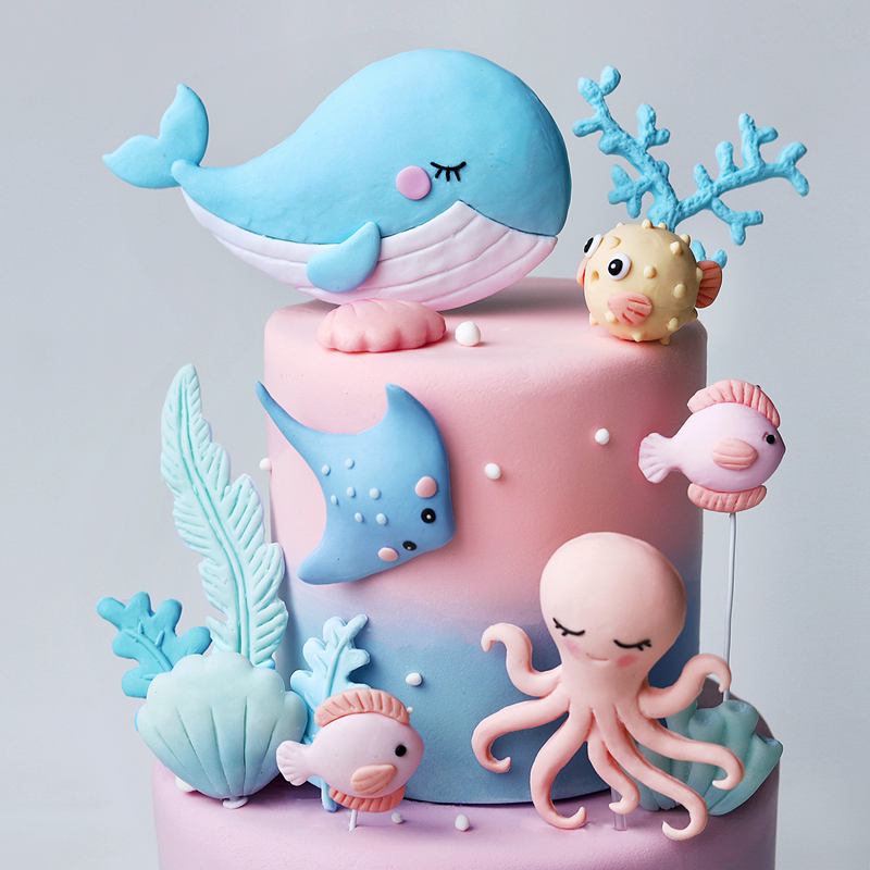 Ocean Octopus Whale Cake Decor - Marine Aquarium Decorations ulasan dan harga